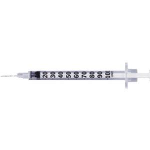 Image of U-100 Insulin Syringe with Micro-Fine IV Needle 28G x 1/2", 1 mL (100 count)