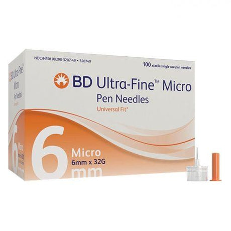 Image of Ultra-Fine Micro Pen Needles 32g x 1/4" (6mm) 100 Count
