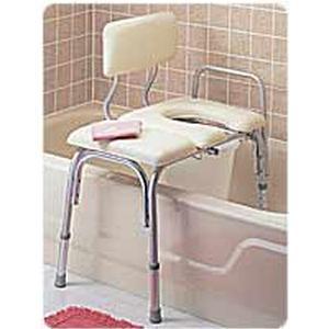 Image of Vinyl Padded Bathtub Transfer Bench w/Cut Out,Pail