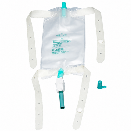 Image of Bard Dispoz-A-Bag® Leg Bag with Rubber Cap Valve, Sterile, Latex Straps 19 oz