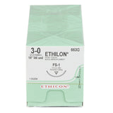 Image of Ethicon 663G ETHILON® Nylon Suture 3-0, FS-1 24mm Reverse Cutting Needle, 18", Black Monofilament