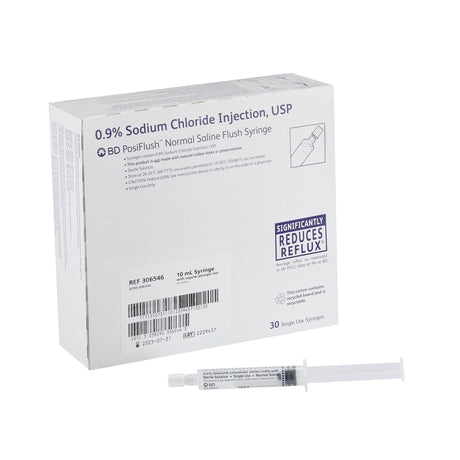 Image of BD PosiFlush Normal Saline Filled Syringe with Standard Plunger Rod, 10 mL