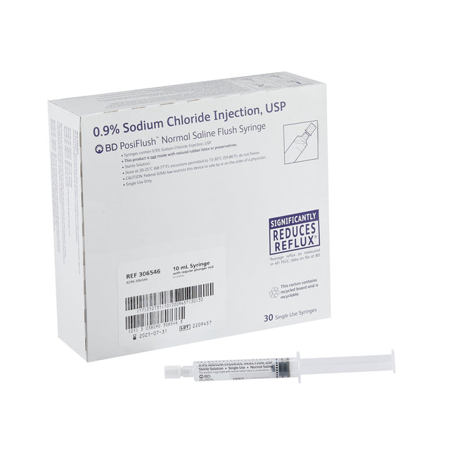 Image of BD PosiFlush Normal Saline Filled Syringe with Standard Plunger Rod, 10 mL