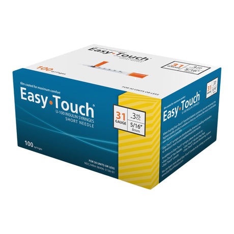 Image of EasyTouch Insulin Syringe 31G x 5/16" Needle Length, 3/10cc Volume