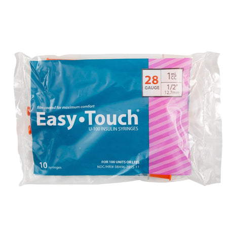 Image of EasyTouch Insulin Syringe 28G x 1/2, 1 mL (100 count)