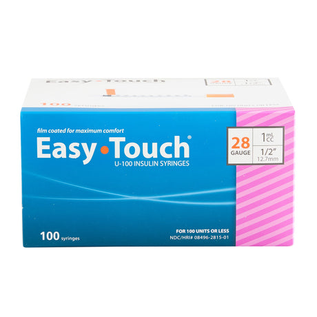 Image of EasyTouch Insulin Syringe 28G x 1/2, 1 mL (100 count)