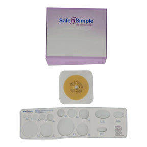 Image of Safe n' Simple 5" x 5" 2- Piece Wafer, Extended Wear, With Tape Collar, White, 57mm, 2-1/4" Flange, Cut-to-Fit