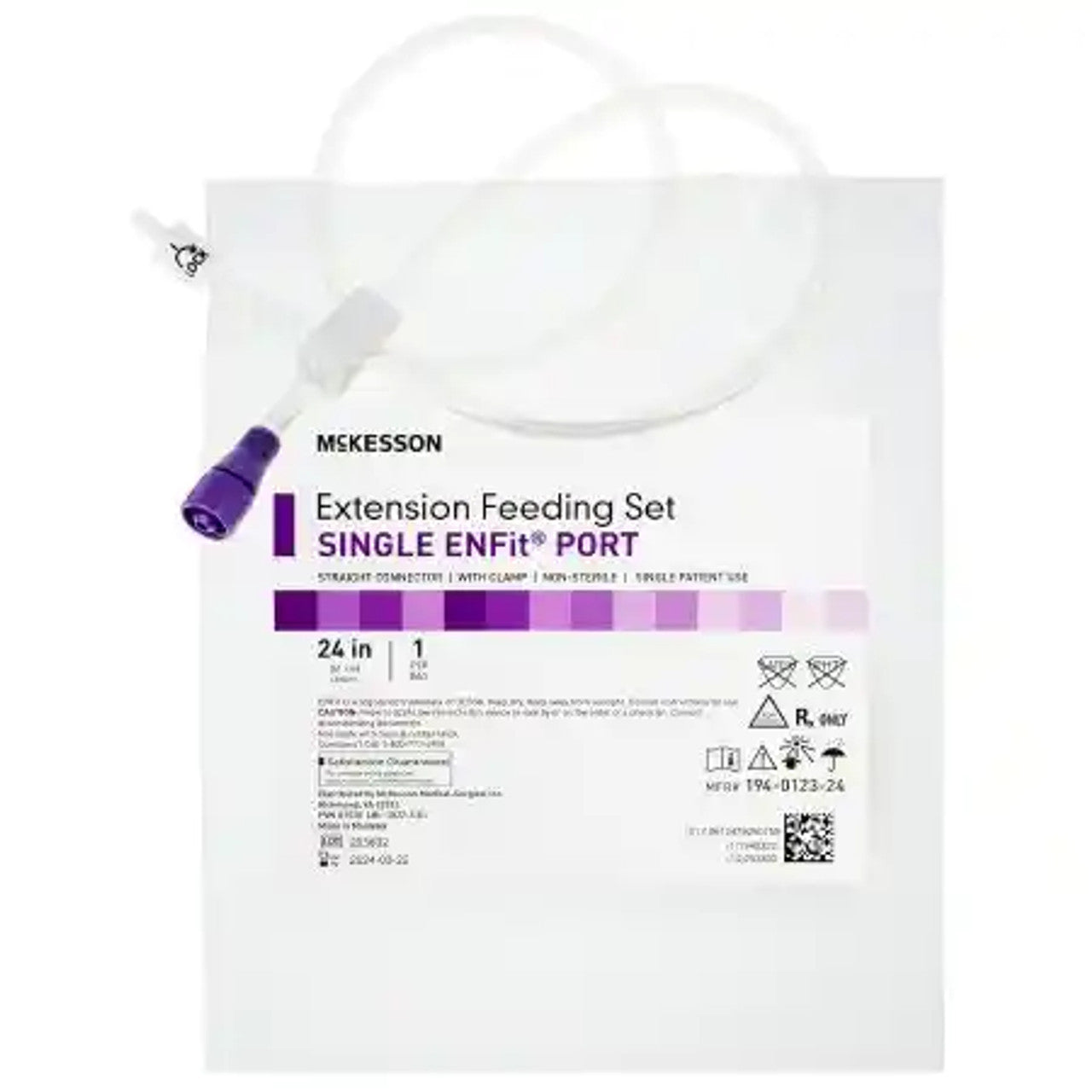 Image of Vesco Feeding Tube Extension set, Bolus Feed Single ENFit® Port, with 90 Degree Connector, 24'' Universal