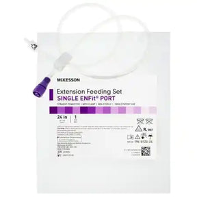 Image of Vesco Feeding Tube Extension set, Bolus Feed Single ENFit® Port, with 90 Degree Connector, 24'' Universal