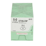 Image of Ethicon 661G ETHILON® Nylon Suture 5-0, FS-2 19mm Reverse Cutting Needle, 18", Black Monofilament