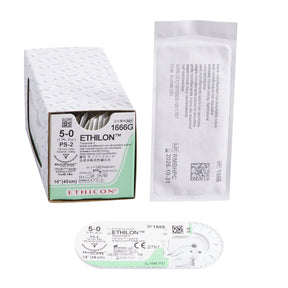 Image of Ethicon 1666G ETHILON® Nylon Suture 5-0, PS-2 19mm Precision Point Reverse Cutting Needle, 18", Black Monofilament