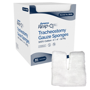 Image of Dynarex Resp-O2 Tracheostomy Drain Sponges, Sterile 2's, 12-Ply, 4" x 4" 100% Cotton