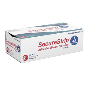 Image of SecureStrip Adhesive Wound Closure Strips, 1/4" x 3", Sterile. 3 Strips per each.