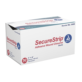 Image of SecureStrip Adhesive Wound Closure Strips, 1" x 4", Sterile, 4 Strips per each.