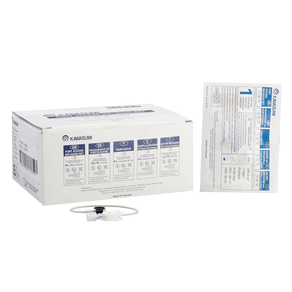 Image of Kawasumi Huber Infusion Set PI03020 - 22G x 3/4" 8 Inch Tubing Without Port