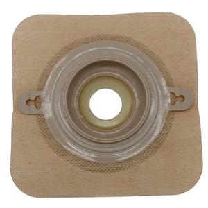 Image of Safe n' Simple 5" x 5" 2-Piece Wafer, Extended Wear, Convex, with Tape Collar, Beige, 50 mm, 2" Flange, 7/8" Precut Stoma Opening