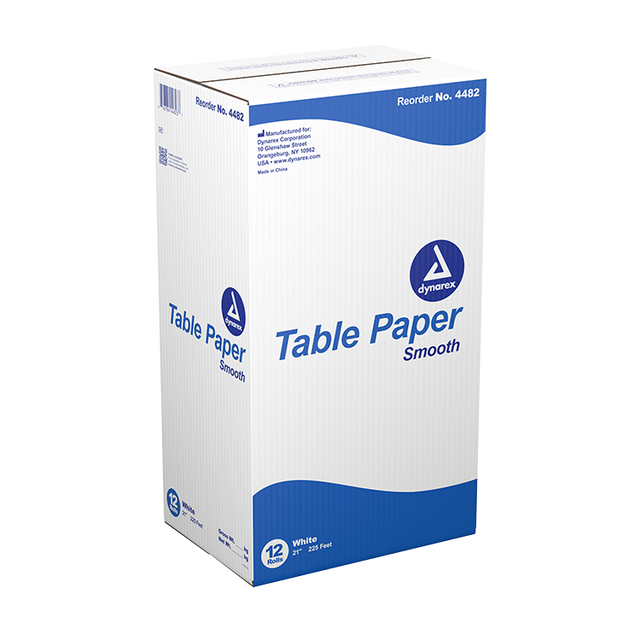 Image of Dynarex Exam Table Paper, Smooth, White, 21" x 225'