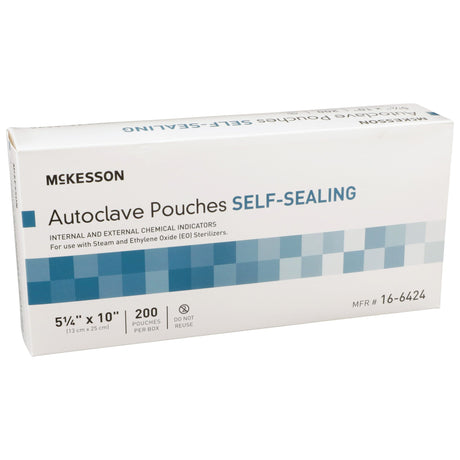 Image of McKesson Autoclave Pouches - Self Sealing, 5-1/4 X 10 Inch, Transparent Blue / White