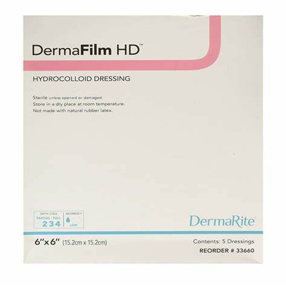 DermaFilm Hydrocolloid High Density Wound Dressing, 6