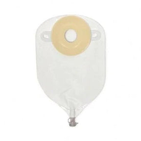 Image of Nu-Hope Laboratories One-piece Post-Op Precut Deep Convex Adult Urinary Pouch 3/4" Opening Round, 11" L x 5-3/4" W, 24Oz, 3" Adhesive Foam Pad, Odor-proof, Clear