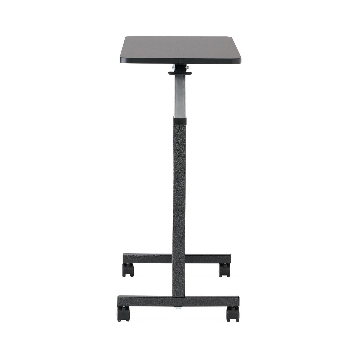 Image of Economy Overbed Table, Walnut Top, Silver Hammertone Base