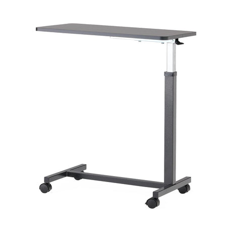 Image of Economy Overbed Table, Walnut Top, Silver Hammertone Base