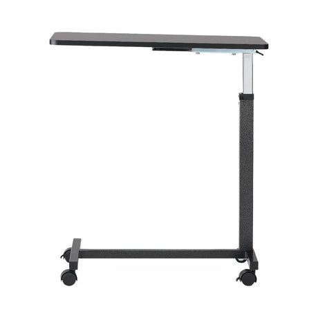 Image of Economy Overbed Table, Walnut Top, Silver Hammertone Base