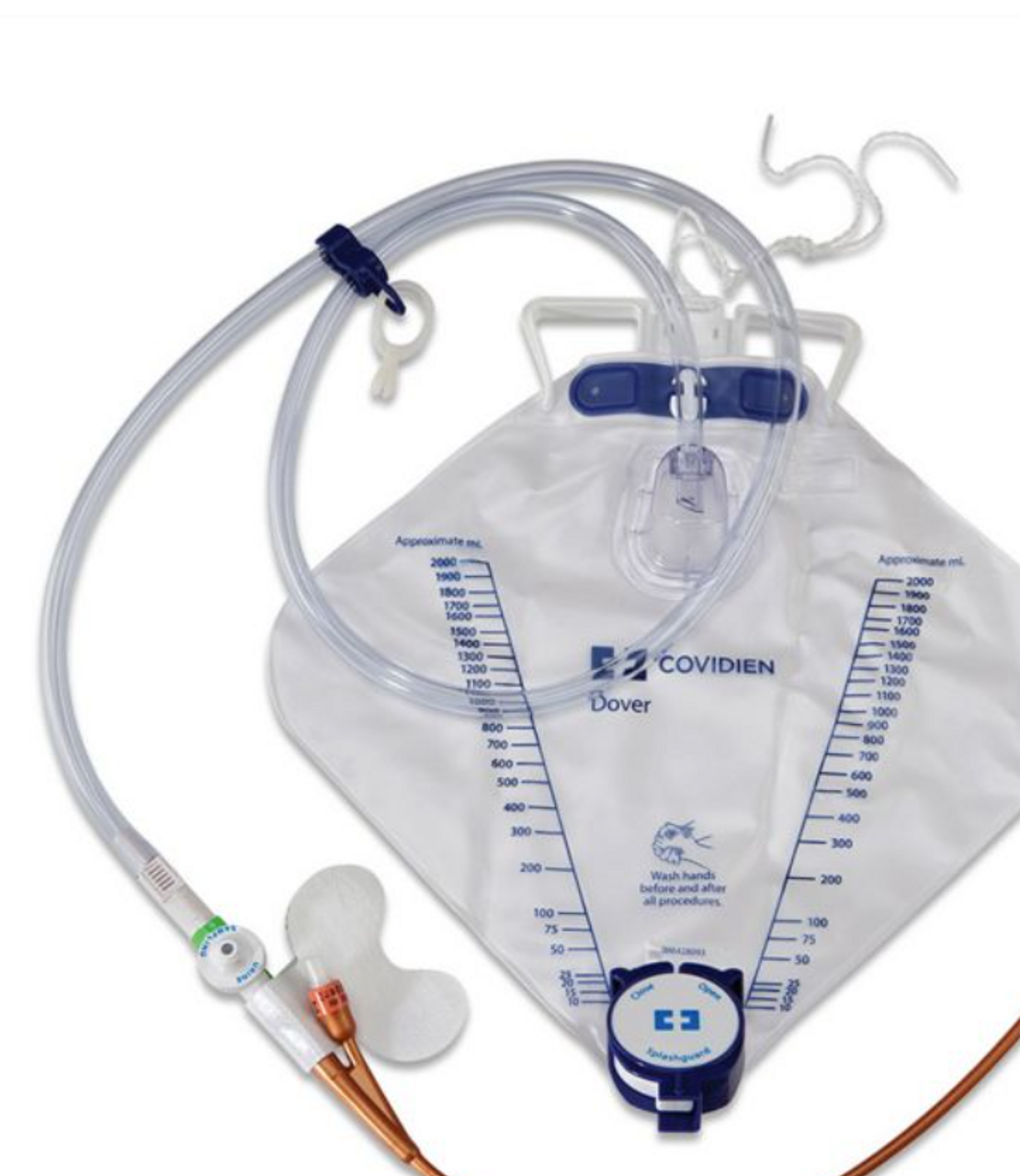Image of Dover 100% Silicone Silver-Hydrogel Coated 400 ML U/M Foley Tray, 14 FR (4.7 MM), 5 CC, 2000 ML Drain Bag, Cath Secure