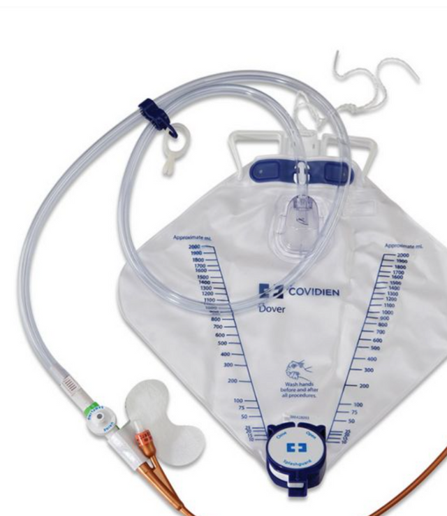 Image of Dover 100% Silicone Silver-Hydrogel Coated 400 ML U/M Foley Tray, 14 FR (4.7 MM), 5 CC, 2000 ML Drain Bag, Cath Secure