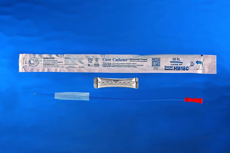 Image of Cure Catheter, Hydrophilic, Straight or Coude Tip, Male 16"