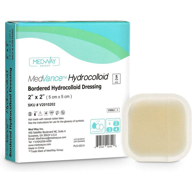 Image of MedVance Bordered Hydrocolloid Dressing, 2" x 2", 1" x 1" Pad
