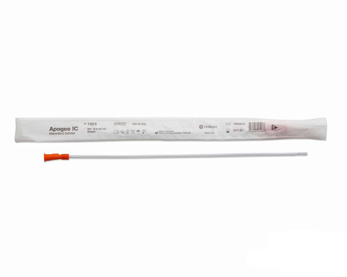 Apogee IC Firm Vinyl Intermittent Catheters, Straight or Coude Tip, 16"