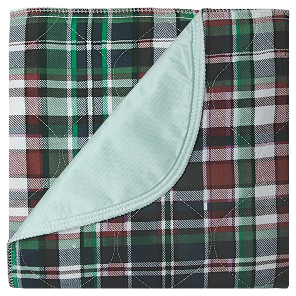 Beck's Classic Highland Reusable Underpad, Blue Plaid with Green Vinyl Barrier, 30" x 36"