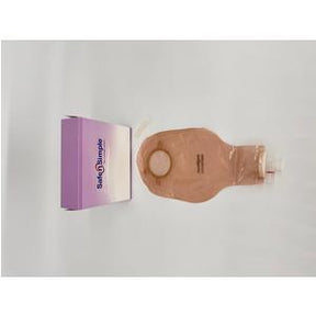 Image of Safe N' Simple 9" Urostomy 2-Piece Pouch, Beige, 57mm, 2-1/4" Flange, With Valve, and Belt Tabs