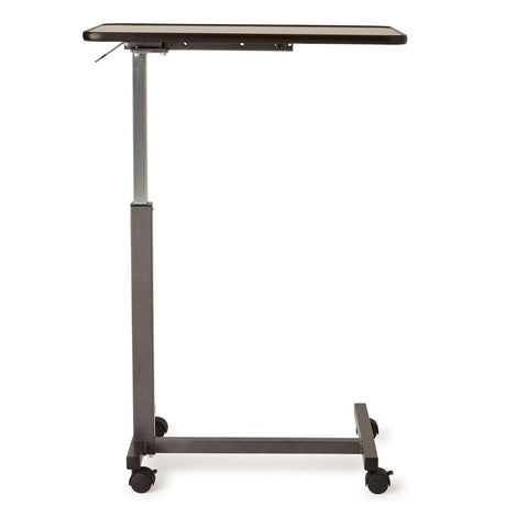 Image of Economy Overbed Table, Walnut Top, Silver Hammertone Base