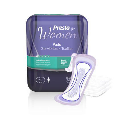 Image of Presto® Incontinence Pad, Light Absorbency, Regular, 8.5" Long