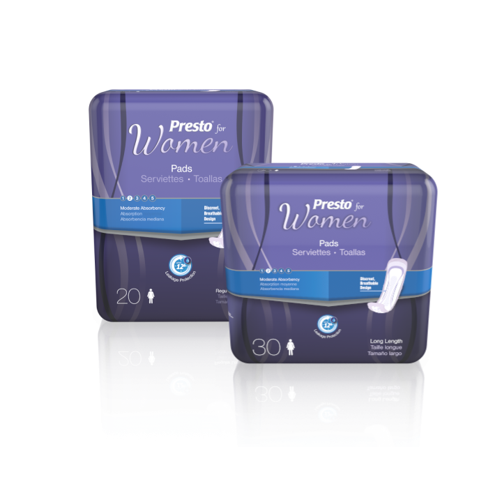 Image of Presto® Incontinence Pads for Women Moderate Absorbency