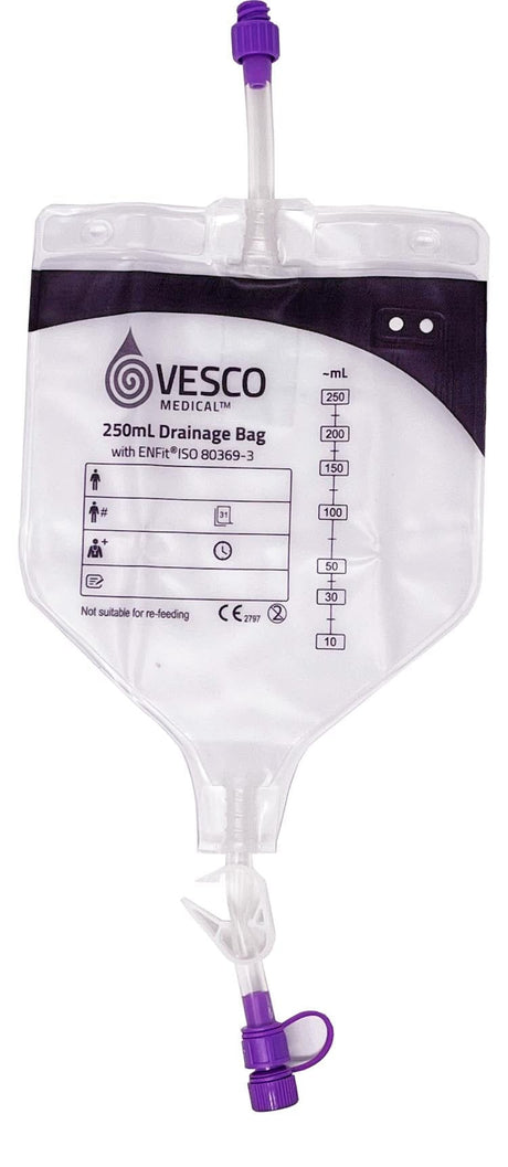 Image of 250mL ENFit Compatible Drainage Bag, with 30 Inch Tubing