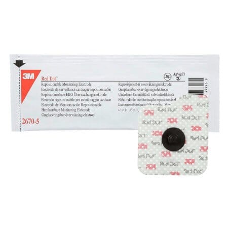 Image of 3M™ Red Dot™ Repositionable Monitoring Electrode, Cloth Backing Radiolucent / MR Conditional Snap Connector