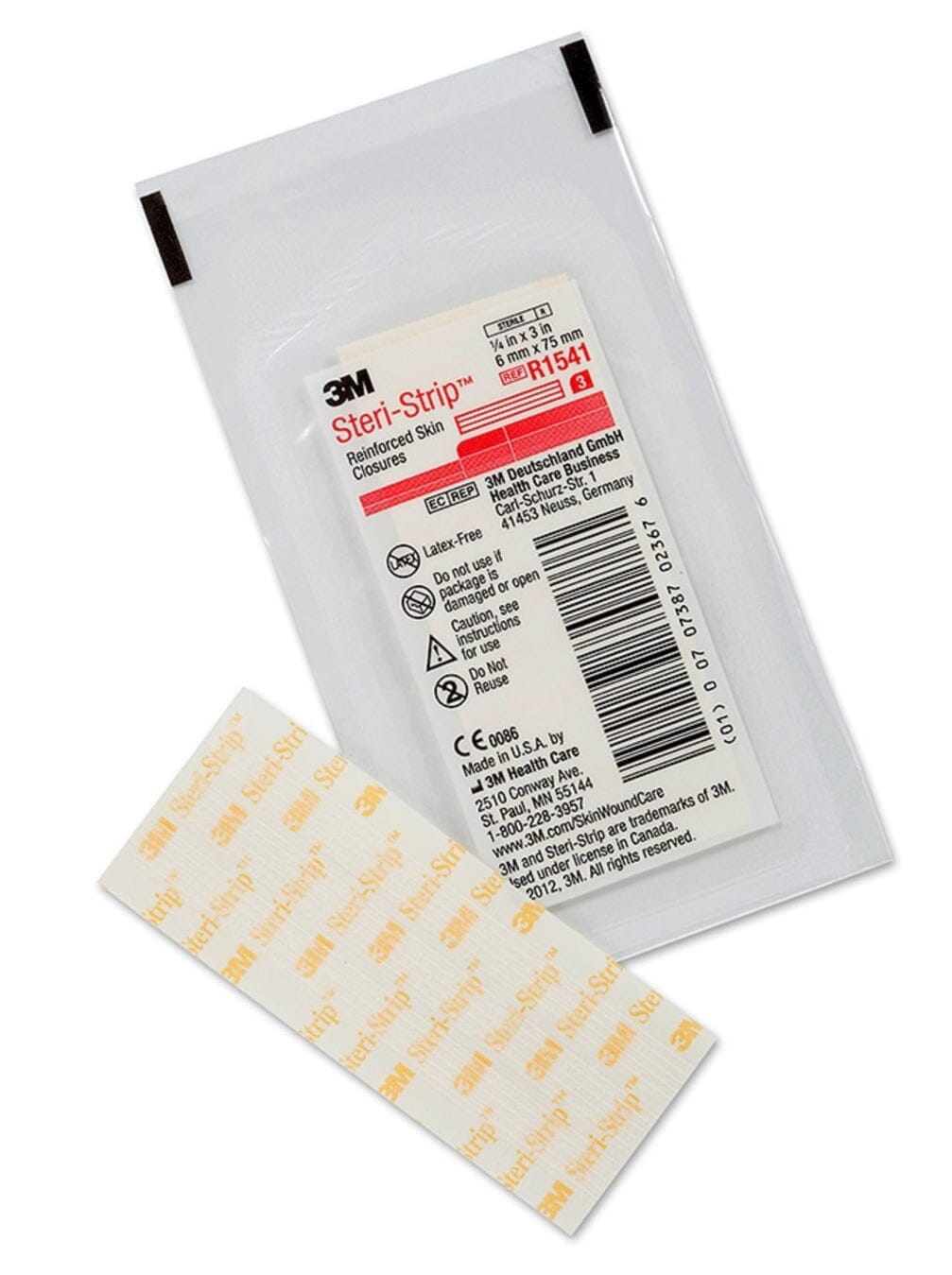 3M™ Steri-Strip™ Reinforced Adhesive Skin Closures, R1548, 1 in x 5 in (25  mm x 125 mm), 4 Strips/Envelope