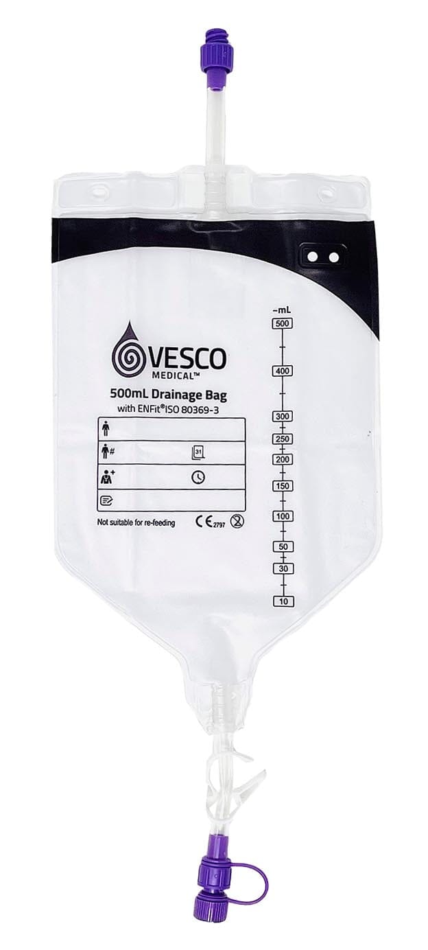 500mL ENFit Compatible Drainage Bag, with 5cm Tubing