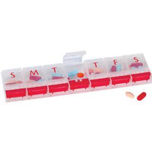 Image of 7-Day Push Button Pill Reminder 2" x 8-3/4" X-Large