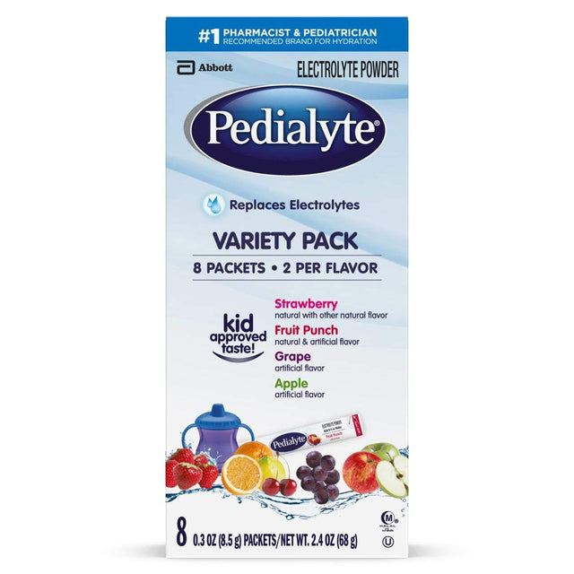 Image of Abbott Pedialyte® Electrolyte Powder Pack, Punch, Grape, Apple and Strawberry Flavor Variety, 0.3 oz