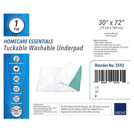 Image of Abena Essentials Washable Incontinence Underpad with Tuckable Flaps, 30" x 72"