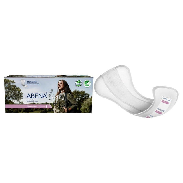 Image of Abena Light Protective Incontinence Pad, Ultra Mini 0, Unisex, 100mL Absorbency, 8cm x 21cm