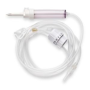 Image of Administration Set with Universal Spike Drip Chamber 84" L, 13 mL Priming Volume, Rotating Male Luer Lock and Pinch Clamp