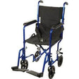 Image of Aluminum Transport Chair, 19", Blue Frame, Black Upholstery, 300 lb Weight Capacity
