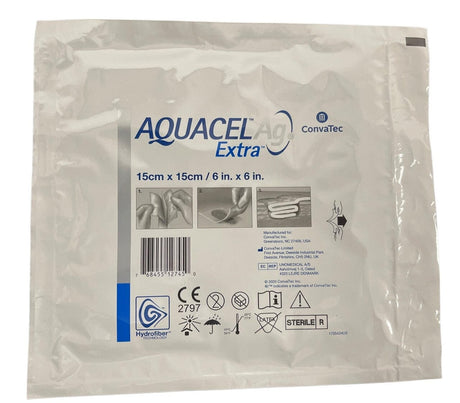 Image of AQUACEL Ag Extra Hydrofiber Antimicrobial Dressing, 6" x 6" - Expired Dating
