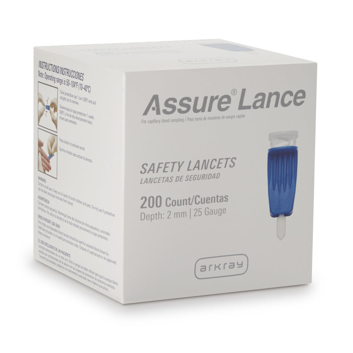 Image of Assure Low Flow Lancet Needle 2.0 mm Depth 25 Gauge Push Button Activation