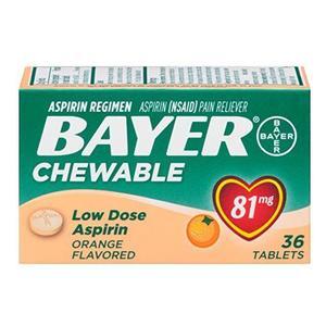 Image of Bayer Chewable Aspirin 81 MG Orange, 36 ct